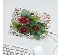 LUYYSKY Classic Botanical Red Flower Waterproof Base Mouse Pad Colorful Abstract Christmas Plants Floral Green Leaves Berry Desk Accessories Decor Lightweight Mouse Pad-24 x 20 CM