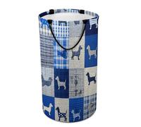LUYYSKY Classic Cartoon Dog Silhouette Versatile Storage Laundry Basket, Oil Painting Retro Patchwork Art Animals Dog Puppies Large Capacity Bathroom Hamper With Handle