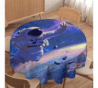 LUYYSKY Classic Cool Astronaut Waterproof Round Tablecloth Modern Aesthetic Galaxy Outer Space Astronaut Sports Theme Volleyball Washable Table Cover for Kitchen-91.4" Wx91.4 L cm