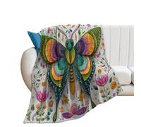 LUYYSKY Classic Cute Colorful Butterfly Flannel Blanket Bedding Sofa Decor Vintage Abstract Mexican Animal Butterfly Plant Floral Soft Warm Throw Blanket, 130x150 cm