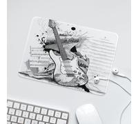 LUYYSKY Classic Funny Electric Guitar Non-Slip Rubber Mouse Pad Retro Realistic Music Black&White Guitar Musical Notes Mouse Pads for Computers Laptop Mouse-24 x 20 CM
