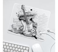 LUYYSKY Classic Funny Electric Guitar Non-Slip Rubber Mouse Pad Retro Realistic Music Black&White Guitar Musical Notes Mouse Pads for Computers Laptop Mouse-30 x 25 CM
