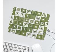 LUYYSKY Classic Green&White Square Pattern Waterproof Base Mouse Pad Retro Mid Century Minimalist Geometric Print Desk Accessories Decor Lightweight Mouse Pad-24 x 20 CM