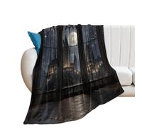 LUYYSKY Classic Modern Magic Castle Flannel Blanket Bedding Sofa Decor Colorful Oil Painting Full Moon Galaxy Pattern Soft Warm Throw Blanket, 100x130 cm