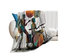 LUYYSKY Classic Music Band Theme Lightweight Flannel Blanket Beautiful Abstract Musical Instruments Guitar Drum Kit Print Cozy Soft Throw Blanket, 100x130 cm