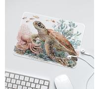 LUYYSKY Classic Natural Ocean Turtle Waterproof Base Mouse Pad Beautiful Nautical Sea Underwater Animals Turtle Octopus Fish Corals Desk Accessories Decor Lightweight Mouse Pad-24 x 20 CM