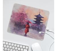 LUYYSKY Classic Realistic Elegant Girl Non-Slip Rubber Mouse Pad Beautiful Abstract Oil Painting Plant Cherry Blossom Japanese Geisha P Mouse Pads for Computers Laptop Mouse-30 x 25 CM