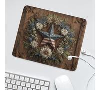 LUYYSKY Classic Realistic Star Pattern Waterproof Base Mouse Pad Rustic Abstract Western Texas Star Antique Wooden Board Plant Floral Desk Accessories Decor Lightweight Mouse Pad-30 x 25 CM