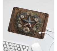LUYYSKY Classic Realistic Star Pattern Waterproof Base Mouse Pad Rustic Abstract Western Texas Star Antique Wooden Board Plant Floral Desk Accessories Decor Lightweight Mouse Pad-24 x 20 CM