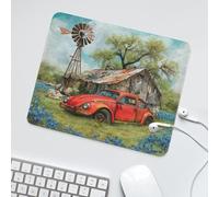 LUYYSKY Classic Rustic Watercolor Car Non-Slip Rubber Mouse Pad Vintage Western Farm Log Cabin Windmill Truck Plant Lavender Flowers Mouse Pads for Computers Laptop Mouse-30 x 25 CM