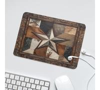 LUYYSKY Classic Texas Star Print Non-Slip Rubber Mouse Pad Funny Abstract Western Western Geometric Star Print Wooden Texture Mouse Pads for Computers Laptop Mouse-24 x 20 CM