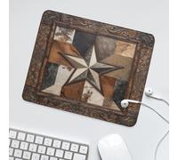 LUYYSKY Classic Texas Star Print Waterproof Base Mouse Pad Funny Abstract Western Western Geometric Star Print Wooden Texture Desk Accessories Decor Lightweight Mouse Pad-30 x 25 CM