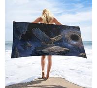LUYYSKY Classic Vintage Bald Eagle Quick-Drying Beach Towel, Beautiful Fantasy Outer Space Constellation Animal Bird Bald Eagle Travel Vacation Single Sided Pile Bathroom Towels-80 W cm x 160" L cm