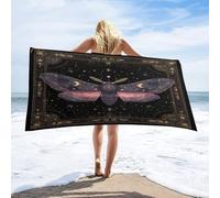 LUYYSKY Classic Vintage Boho Butterfly Quick-Drying Beach Towel, Retro Mid Century Moon Phase Animal Butterfly Pattern Travel Vacation Single Sided Pile Bathroom Towels-80 W cm x 160" L cm
