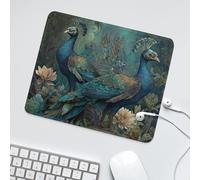 LUYYSKY Classic Vintage Boho Peacock Non-Slip Rubber Mouse Pad Colorful Abstract Tropical Jungle Plants Flowers Animal Peacocks Print Mouse Pads for Computers Laptop Mouse-30 x 25 CM