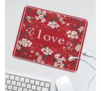 LUYYSKY Classic Vintage Red Floral Waterproof Base Mouse Pad Modern Vintage Valentines Day Love Design Square Pattern Desk Accessories Decor Lightweight Mouse Pad-30 x 25 CM