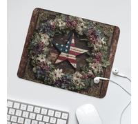 LUYYSKY Classic Western Star Pattern Non-Slip Rubber Mouse Pad Retro Rustic Texas Star Antique Wooden Board Plant Flowers Mouse Pads for Computers Laptop Mouse-30 x 25 CM