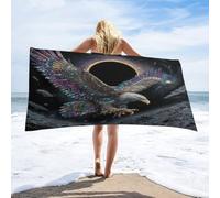 LUYYSKY Colorful Abstract Bald Eagle Absorbent Beach Towel, Cool Watercolor Galaxy Constellation Animal Bird Bald Eagle Outdoor Single-Sided Velvet Beach Towel-80 W cm x 160" L cm