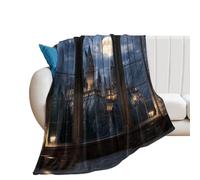 LUYYSKY Colorful Abstract Magic Castle Flannel Blanket Bedding Sofa Decor Mid Century Abstract Full Moon Starry Sky Print Soft Warm Throw Blanket, 100x130 cm