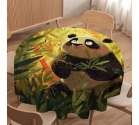 LUYYSKY Colorful Anime Cute Pandas Waterproof Round Tablecloth Classic Watercolor Spring Bamboo Forest Animals Pandas Pattern Washable Table Cover for Kitchen-127 Wx127 L cm