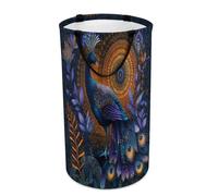 LUYYSKY Colorful Beautiful Feather Versatile Storage Laundry Basket, Rustic Boho Indian Mandala Paisley Peacock Feather Print Large Capacity Bathroom Hamper With Handle