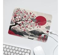 LUYYSKY Colorful Classic Mount Fuji Waterproof Base Mouse Pad Beautiful Rustic Japanese Red Sun Torii Plant Cherry Blossom Tree Desk Accessories Decor Lightweight Mouse Pad-24 x 20 CM