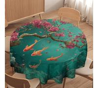 LUYYSKY Colorful Cool Skull Octopus Waterproof Round Tablecloth Classic Abstract Halloween Animal Octopus Skull Skeleton Washable Table Cover for Kitchen-60 Wx60 L