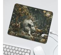 LUYYSKY Colorful Cute Anime Unicorn Waterproof Base Mouse Pad Beautiful Fantasy Spring Forest Animals Unicorn Deer Floral Desk Accessories Decor Lightweight Mouse Pad-30 x 25 CM