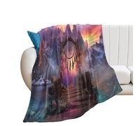 LUYYSKY Colorful Exotic Dreamcatcher Flannel Blanket Bedding Sofa Decor Natural Ethnic Sunset Starry Sky Mountain Lake Dreamcatcher Feather Soft Warm Throw Blanket, 76x100 cm