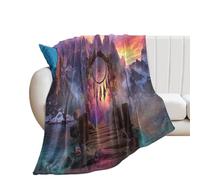 LUYYSKY Colorful Exotic Dreamcatcher Lightweight Flannel Blanket Natural Ethnic Sunset Starry Sky Mountain Lake Dreamcatcher Feather Cozy Soft Throw Blanket, 150x200 cm