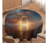 LUYYSKY Colorful Fantasy Galaxy Archway Round Tablecloth Beautiful Romantic Planet Moon Outer Space Constellation Starry Sky Washable Decor for Table Cover for Kitchen-91.4" Wx91.4 L cm