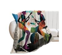LUYYSKY Colorful Modern Music Band Theme Lightweight Flannel Blanket Funny Musical Instruments Guitar Drum Kit Print Cozy Soft Throw Blanket, 100x130 cm