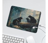 LUYYSKY Colorful Realistic Black Bear Non-Slip Rubber Mouse Pad Rustic Watercolor Forest Plant Trees Animal Bear Print Mouse Pads for Computers Laptop Mouse-24 x 20 CM