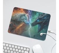 LUYYSKY Colorful Realistic Black Dragon Non-Slip Rubber Mouse Pad Fantasy Outer Space Magic Animals White Wolf Mouse Pads for Computers Laptop Mouse-24 x 20CM