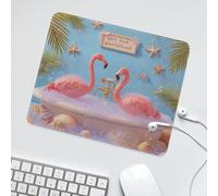 LUYYSKY Colorful Realistic Flamingos Non-Slip Rubber Mouse Pad Modern Nautical Bathroom Art Animals Flamingos Plants Palm Leaves Mouse Pads for Computers Laptop Mouse-30 x 25 CM