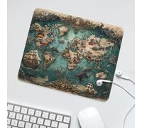 LUYYSKY Colorful Retro Antique Map Non-Slip Rubber Mouse Pad Classic Mid Century Ocean Waves Pirate Ship Map Mouse Pads for Computers Laptop Mouse-30 x 25 CM