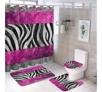 LUYYSKY Colorful Retro Zebra Print Shower Curtain Decor Set,Abstract Modern Fashion Stripe Wildlife Leopard Pattern Bathroom Decor Sets With Rugs,Bathroom Shower Curtain Set