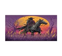 LUYYSKY Colorful Rustic Western Cowboy Absorbent Beach Towel, Cartoon Realistic Hunting Theme Sunset Running Horse Outdoor Single-Sided Velvet Beach Towel