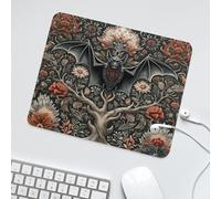 LUYYSKY Colorful Vintage Wildlife Bats Waterproof Base Mouse Pad Classic Gothic Oil Painting Halloween Animals Bats Plants Flowers Desk Accessories Decor Lightweight Mouse Pad-30 x 25 CM