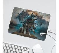 LUYYSKY Colorful Watercolor Animals Wolf Waterproof Base Mouse Pad Natural Native Americans Tribal Dreamcatcher Bird Raven Desk Accessories Decor Lightweight Mouse Pad-24 x 20CM