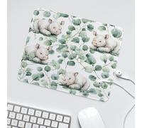 LUYYSKY Colorful Watercolor Cute Rhino Waterproof Base Mouse Pad Realistic Rustic Animals Rhinoceros Plant Eucalyptus Leaves Desk Accessories Decor Lightweight Mouse Pad-30 x 25 CM
