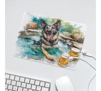 LUYYSKY Cool Abstract Black&Brown Dog Non-Slip Rubber Mouse Pad Modern Realistic Oil Painting Beer Theme Animal Bath Dog Mouse Pads for Computers Laptop Mouse-24 x 20 CM