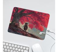 LUYYSKY Cool Abstract Japanese Samurai Non-Slip Rubber Mouse Pad Classic Oil Painting Fall Nature Landscape Maple Trees Pattern Mouse Pads for Computers Laptop Mouse-24 x 20 CM