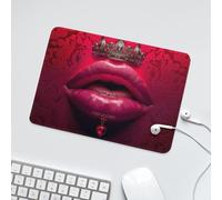 LUYYSKY Cool Girls Red Lip Non-Slip Rubber Mouse Pad Fantasy Mid Century Crown Hello Gorgeous Makeup Theme Mouse Pads for Computers Laptop Mouse-24 x 20 CM