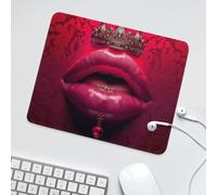 LUYYSKY Cool Girls Red Lip Waterproof Base Mouse Pad Fantasy Mid Century Crown Hello Gorgeous Makeup Theme Desk Accessories Decor Lightweight Mouse Pad-30 x 25 CM