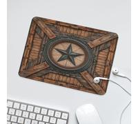 LUYYSKY Cool Realistic Star Print Non-Slip Rubber Mouse Pad Beautiful Vintage Western Texas Star Pattern Wooden Board Mouse Pads for Computers Laptop Mouse-24 x 20 CM