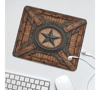 LUYYSKY Cool Realistic Star Print Waterproof Base Mouse Pad Beautiful Vintage Western Texas Star Pattern Wooden Board Desk Accessories Decor Lightweight Mouse Pad-30 x 25 CM