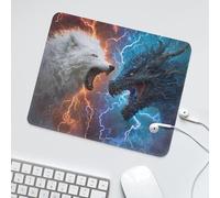 LUYYSKY Cool Realistic White Wolf Non-Slip Rubber Mouse Pad Horror Abstract Outer Space Magic Animals Black Dragon Mouse Pads for Computers Laptop Mouse-30 x 25 CM