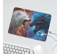 LUYYSKY Cool Realistic White Wolf Non-Slip Rubber Mouse Pad Horror Abstract Outer Space Magic Animals Black Dragon Mouse Pads for Computers Laptop Mouse-24 x 20CM
