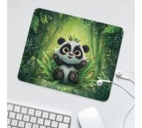 LUYYSKY Cute Abstract Asian Panda Waterproof Base Mouse Pad Classic Anime Plant Bamboo Forest Green Leaves Animal Panda Desk Accessories Decor Lightweight Mouse Pad-30 x 25 CM